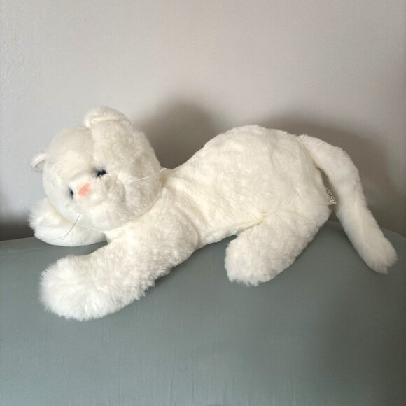 RHTF Reading China & Glass Company Blue Eyed White 22" Laying Soft Plush Cat - Picture 1 of 4